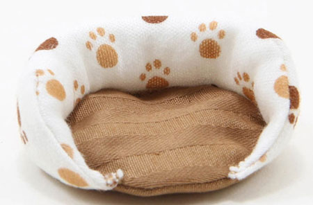 Dog Bed, Small, Paw Print with Brown Fabric
